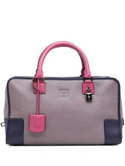 Pre-owned Loewe 2010-2025 Tricolor Goatskin Amazona 36 Handbag In Pink