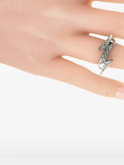 Pre-owned Swatch Vintage Crystal-embellished Ring In Silver