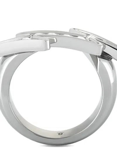 Pre-owned Swatch Vintage Crystal-embellished Ring In Silver