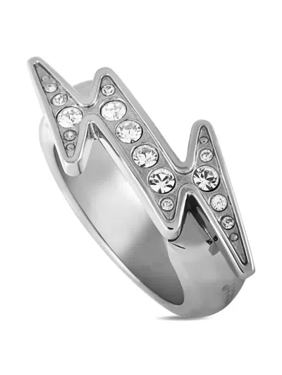 Pre-owned Swatch Vintage Crystal-embellished Ring In Silver