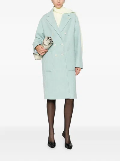 Manuel Ritz Patch-pocket Double-breasted Coat In Blue