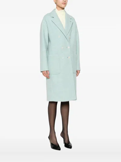 Manuel Ritz Patch-pocket Double-breasted Coat In Blue