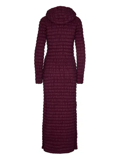 K-way R&d Tech-padded Long Coat With Contrasting Full-zip Closure In Burgundy