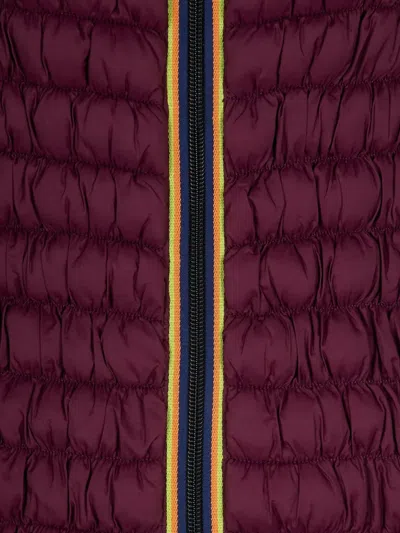 K-way R&d Tech-padded Long Coat With Contrasting Full-zip Closure In Burgundy