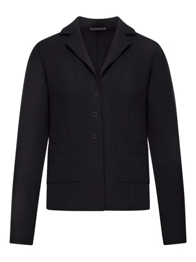Transit Shaped Wool Jacket With Herringbone Pattern Inside In Black
