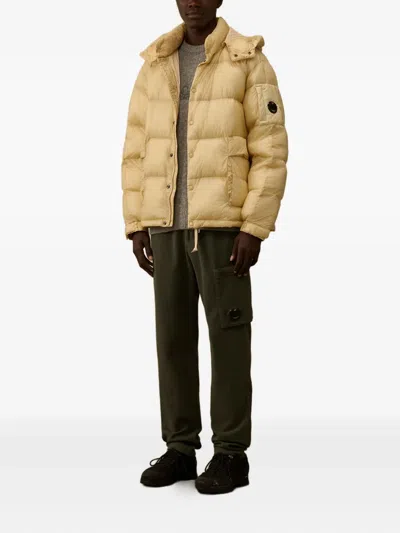 C.p. Company Lens-detail Puffer Jacket In Neutral