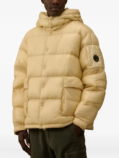 C.p. Company Lens-detail Puffer Jacket In Neutral