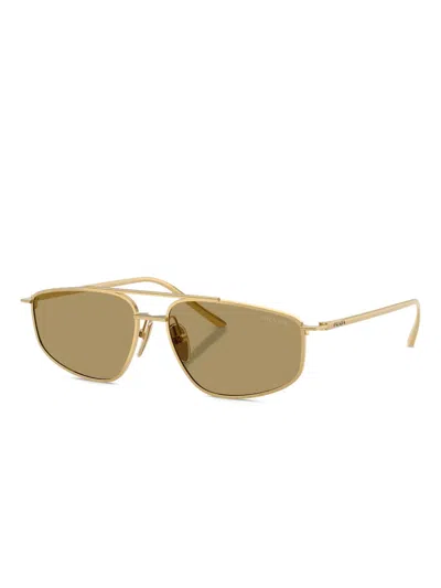 Prada Womens Gold Pr C51s Pillow-frame Metal Sunglasses In Gold