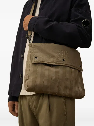 C.p. Company Herringbone-pattern Shoulder Bag In Gray