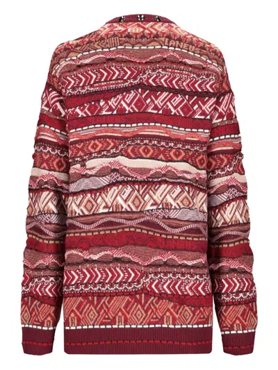 Laneus Studded Patterned Cardigan In Red