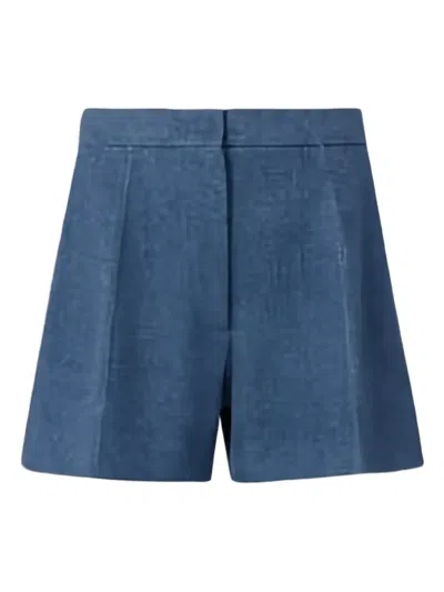 Max Mara Pleated Shorts In Blue