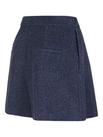 Max Mara Pleated Shorts In Blue