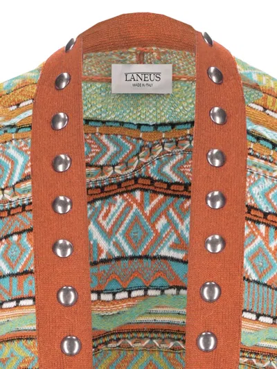 Laneus Button-down Knitted Cardigan With Classic Design In Multi