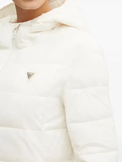 Guess Usa Hooded Quilted Jacket In White