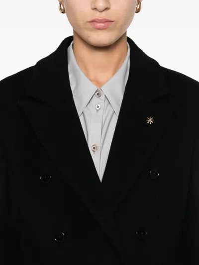 Manuel Ritz Double-breasted Wool-blend Coat In Black