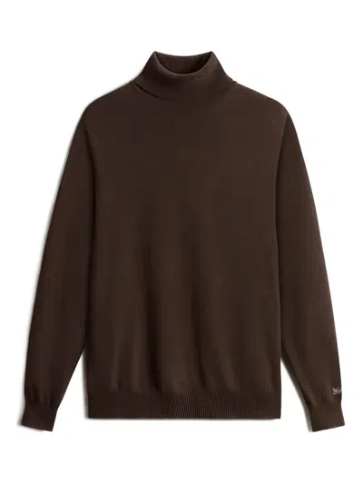 Woolrich Cozy Turtleneck Sweater Long Sleeves In Brown