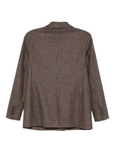 Manuel Ritz Houndstooth Blazer In Brown