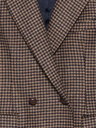 Manuel Ritz Houndstooth Blazer In Brown