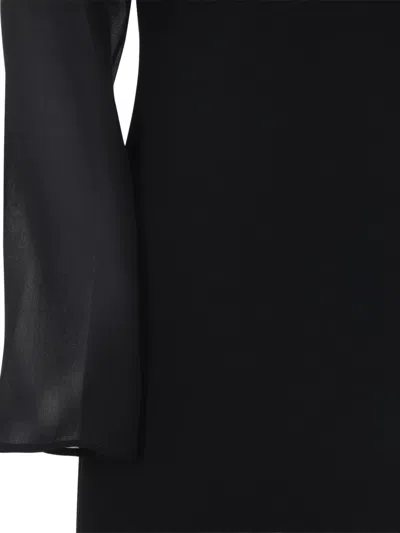 Alberta Ferretti Floor-length Black Dress With Sheer Sleeves In Black