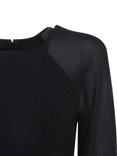 Alberta Ferretti Floor-length Black Dress With Sheer Sleeves In Black