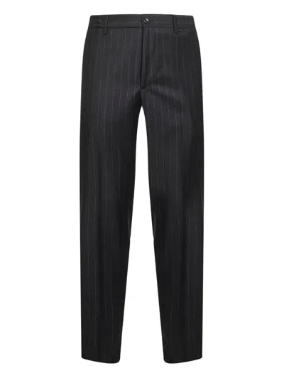 Tagliatore Grey Pinstripe Virgin Wool Garcon Trousers In Black