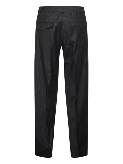 Tagliatore Grey Pinstripe Virgin Wool Garcon Trousers In Black