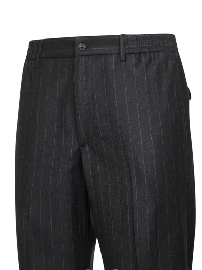Tagliatore Grey Pinstripe Virgin Wool Garcon Trousers In Black