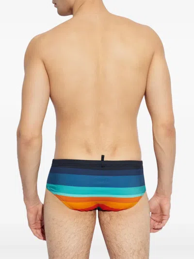 Dsquared2 Logo-detail Striped Swimming Trunks In Blue