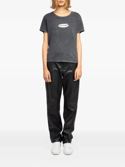 Zadig & Voltaire Womens Alys Logo-print Cotton-jersey T-shirt Black In Gray