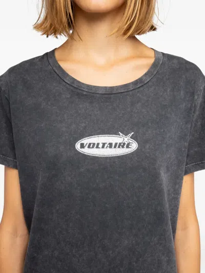 Zadig & Voltaire Womens Alys Logo-print Cotton-jersey T-shirt Black In Gray