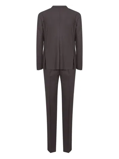 Tagliatore Brown Stretch Wool Vesuvio Double-breasted Suit In Brown