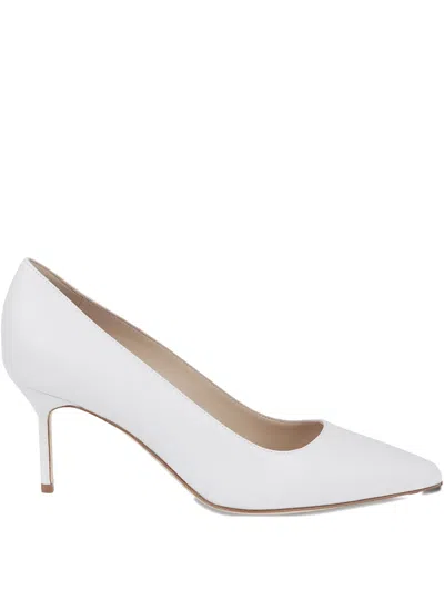 Manolo Blahnik Pre Coll Pointed Pumps In White