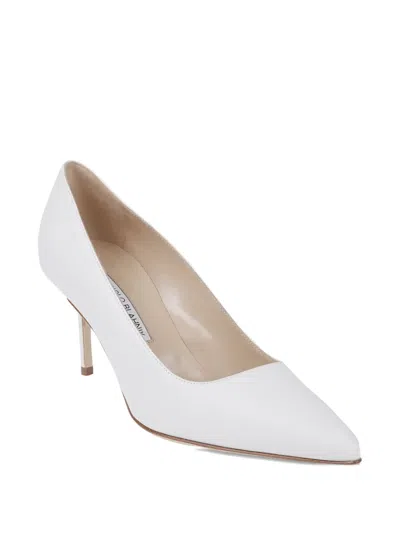 Manolo Blahnik Pre Coll Pointed Pumps In White