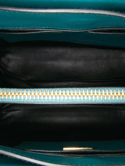 Pre-owned Prada 2010-2025 Saffiano Soft Triple Pocket Tote Satchel In Green