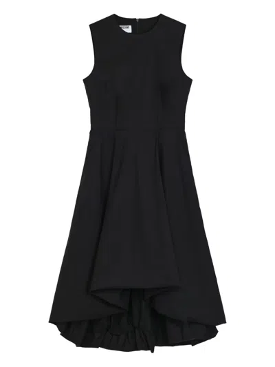 Moschino Contoured Black Dress With Cotton-elastane Blend In Black
