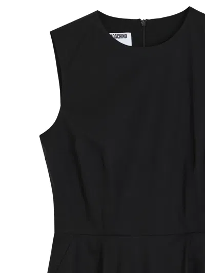 Moschino Contoured Black Dress With Cotton-elastane Blend In Black