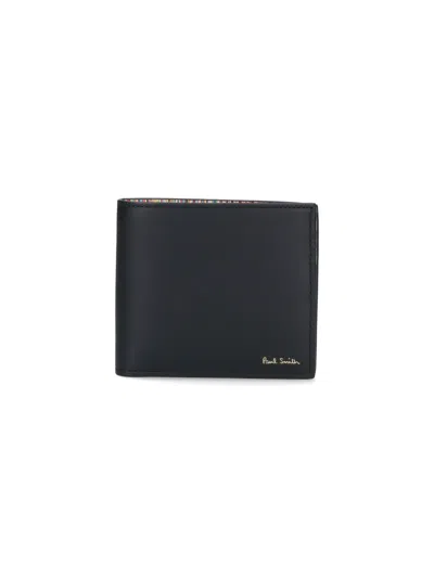 Paul Smith Textured Leather Bifold Wallet With Embossed Signature In Black