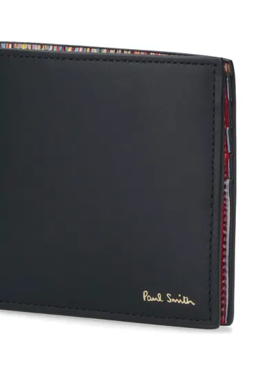Paul Smith Textured Leather Bifold Wallet With Embossed Signature In Black