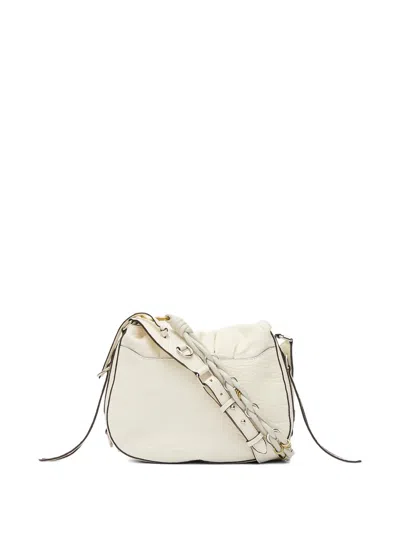 Isabel Marant Bolton Embellished Tasseled Textured-leather Shoulder Bag In White