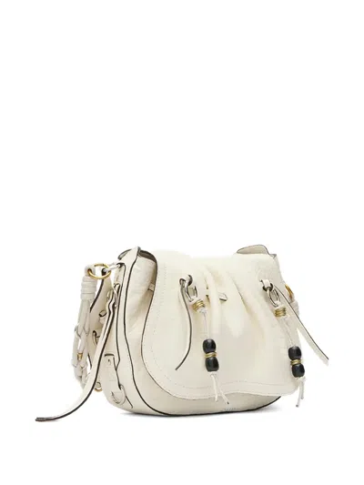 Isabel Marant Bolton Embellished Tasseled Textured-leather Shoulder Bag In White