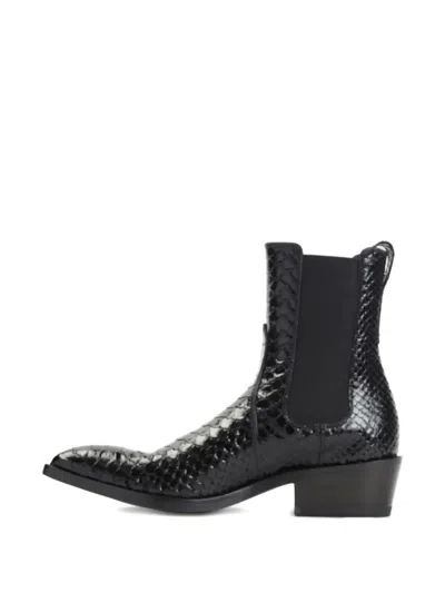 Tom Ford Shiny Python Stamped Leather Chelsea Boots In Multi