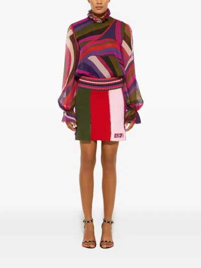 Pucci Striped Wool-blend Miniskirt In Multi