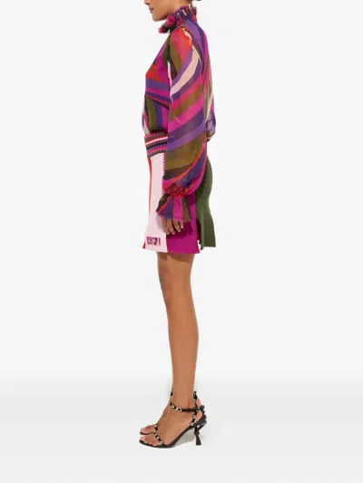 Pucci Striped Wool-blend Miniskirt In Multi