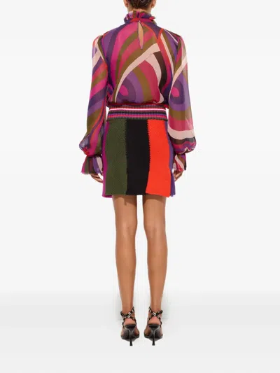 Pucci Striped Wool-blend Miniskirt In Multi