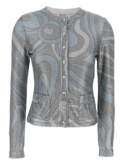 Pucci Patch-pocket Button Cardigan In Gray