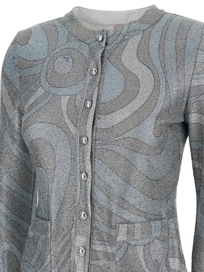 Pucci Patch-pocket Button Cardigan In Gray