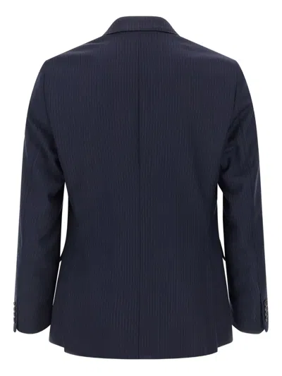 Pal Zileri Double-breasted Pinstripe Suit Jacket In Blue