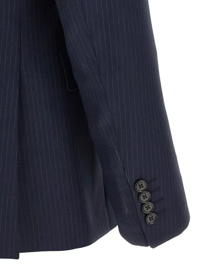 Pal Zileri Double-breasted Pinstripe Suit Jacket In Blue