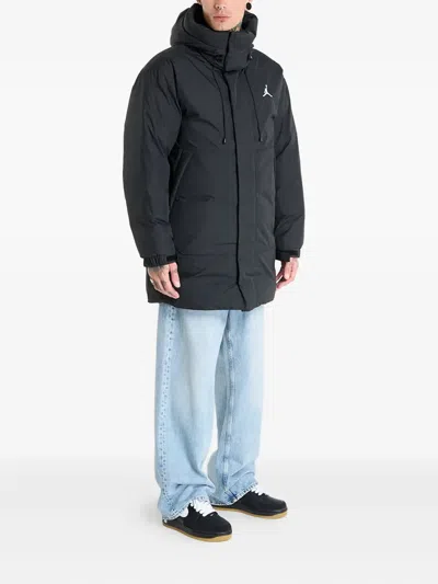 Jordan Hooded Quilted Coat In Black