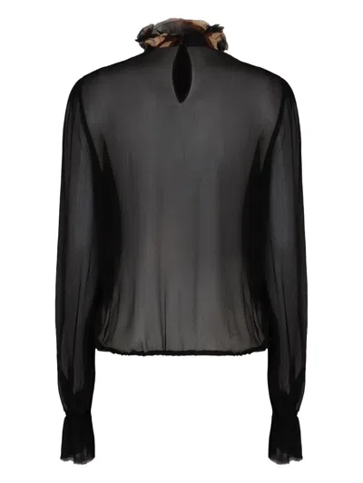 Pucci Ruffled Balloon-sleeve Blouse In Black